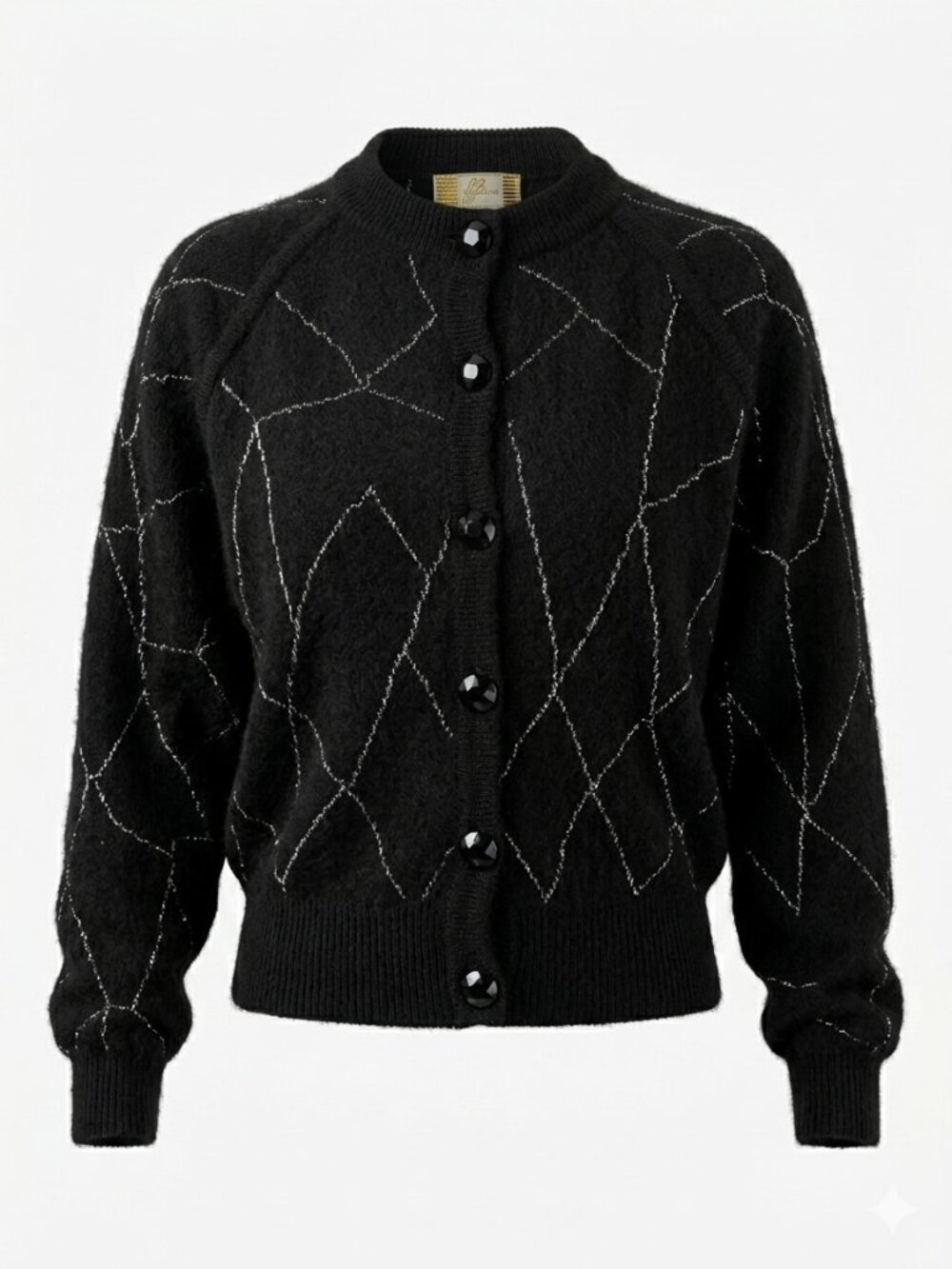 VTG West Germany Angora Spiderweb Cardigan - Batwing Gothic Glam Shimmer Size S